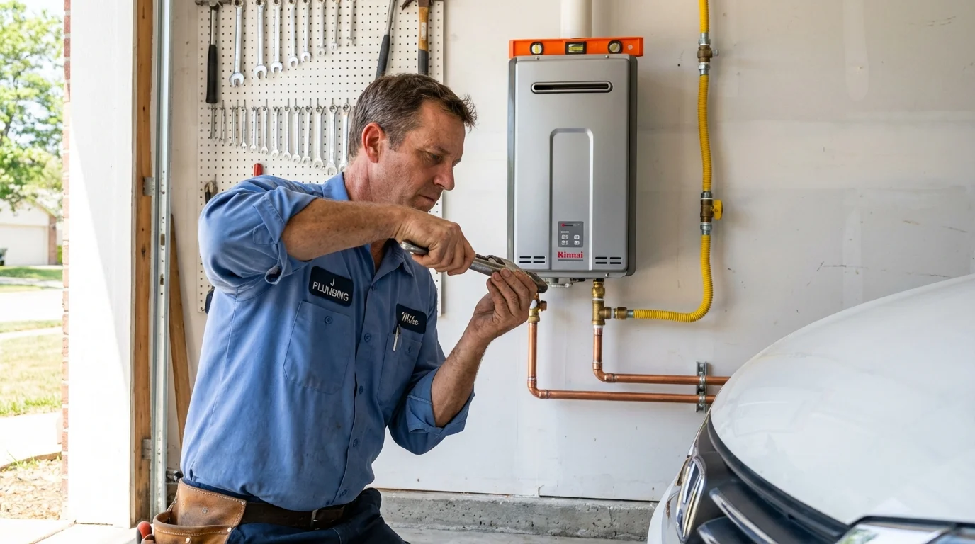 Tankless water heater installation by a Johns Plumbing LLC plumber in Bloomington